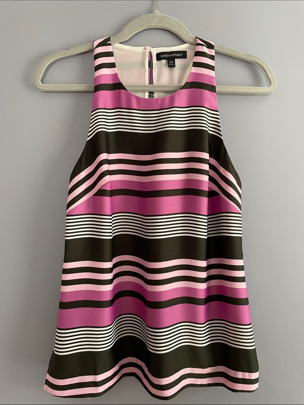 Banana Republic Pink, Light Pink and Black Striped Sleeveless Tank